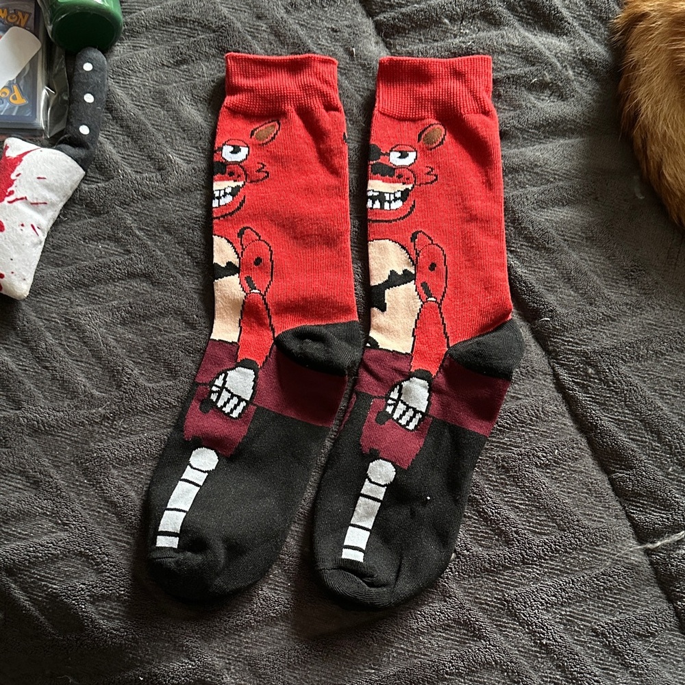 Red and Black Men's Socks Character Design five nights at Freddy’s adult OS New